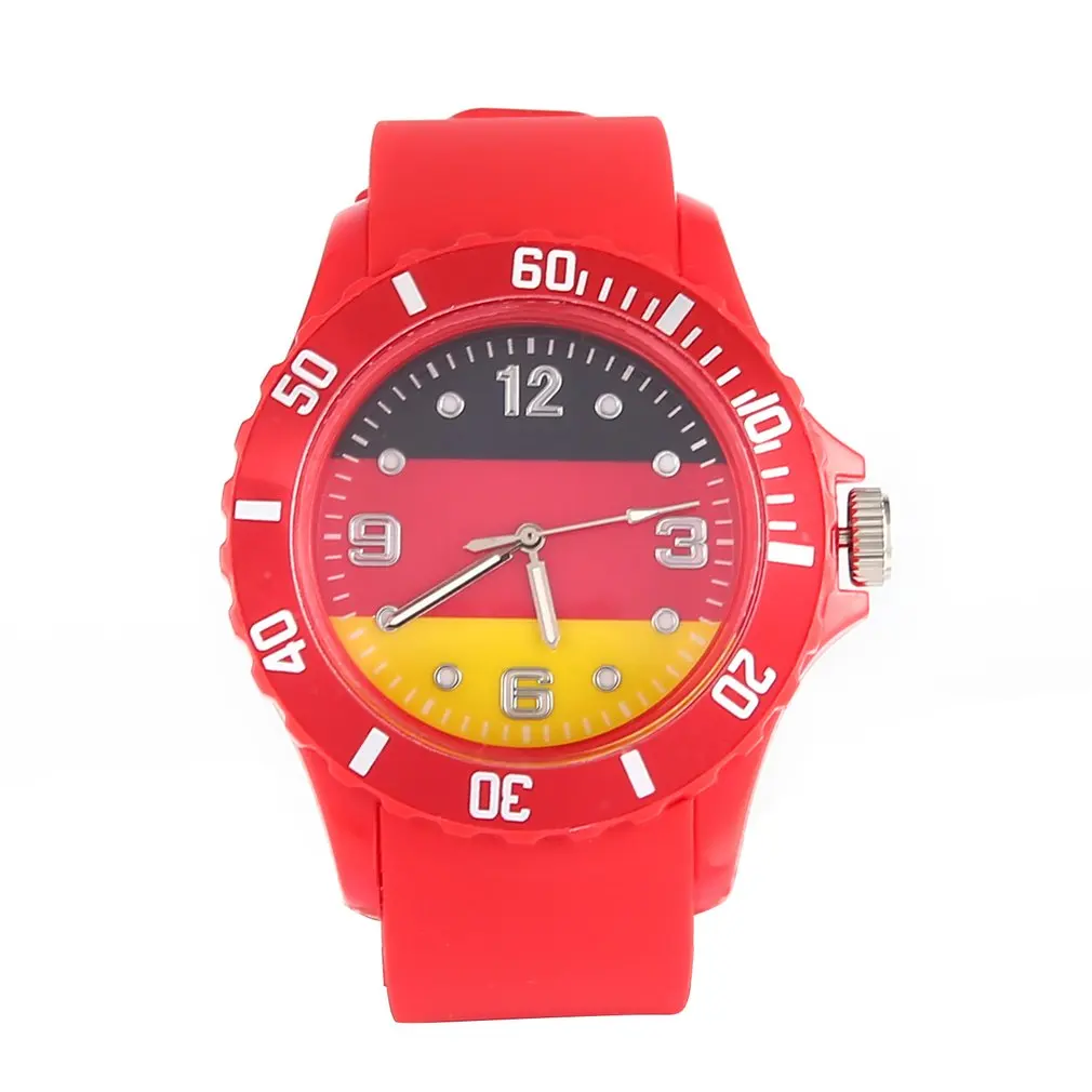 

Hot Charming German Flag Pattern Quartz Watch Red Lightweight Unisex Wristwatch Gift