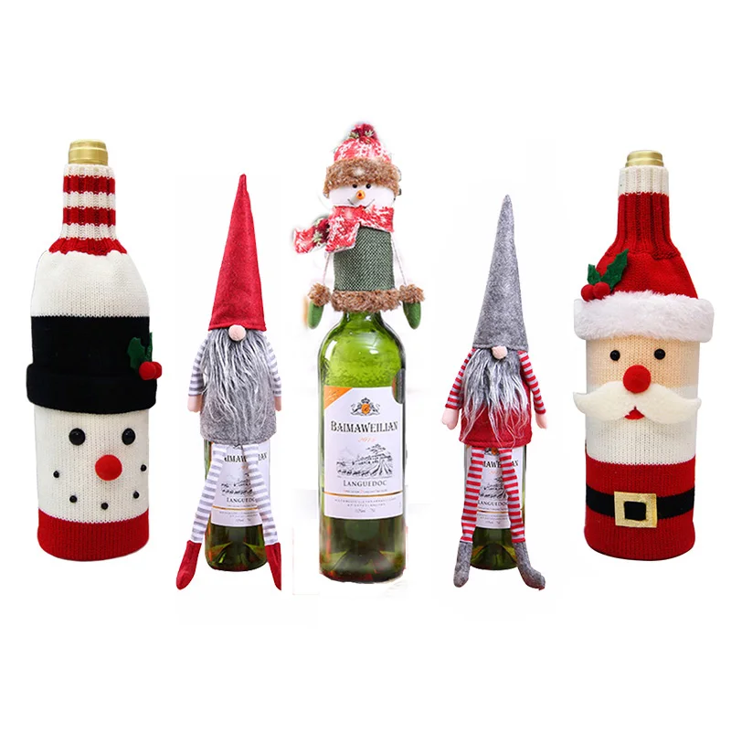 Рождественская крышка бутылки вина рождественские украшения для дома Санта