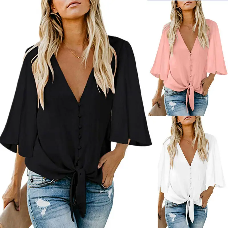 Women's Fashion Blouses 2020 Summer ...