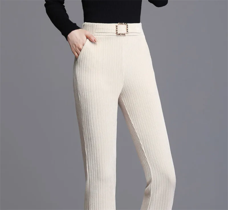 white pants Goddess Autumn Winter Elegant Trousers 2022 Fashion Women Plus Velvet Warm Pants Large Size High Waist Casual Ladies Pants F245 capri shorts