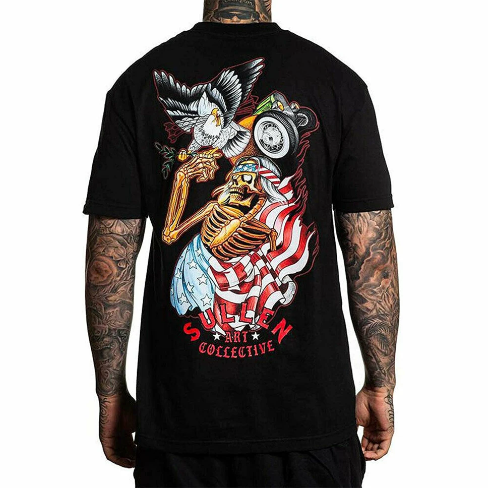 Sullen Men'S Free Bird Short Sleeve T Shirt Black Clothing Tattoo 420 Tees Personality Custom Tee | Мужская одежда