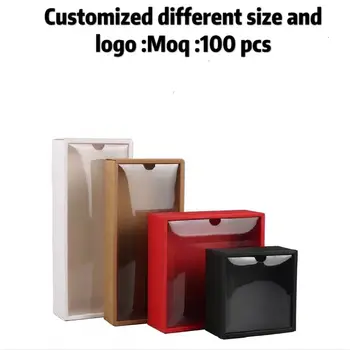 

10pcs paper box gift box PVC Lid Paper Boxes Handmade Soap Candy chocolate biscuit boxes for wedding party gift wrap