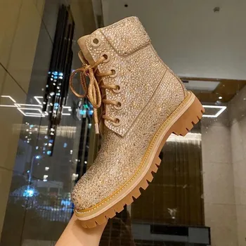 online Prowow Cristal Martin Botas Dedo Do Pé Redondo Sapatos De Alta Qualidade Botas De Neve Inverno Botas De Grife Marca De Luxo Botas De Plataforma