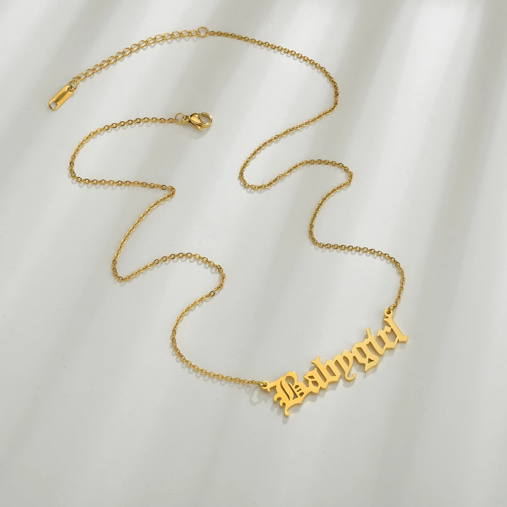 Позолоченное ожерелье из нержавеющей стали с зеркальной поверхностью в старом