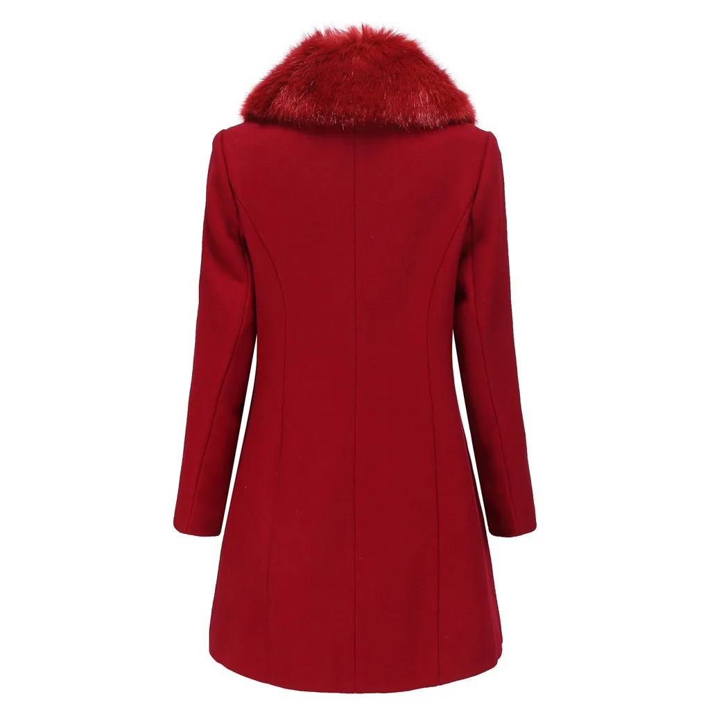 Abrigos mujer invierno зимнее пальто для женщин, Офисная однотонная зимняя офисная шерстяная куртка с длинным рукавом и пуговицами, пальто chaqueta