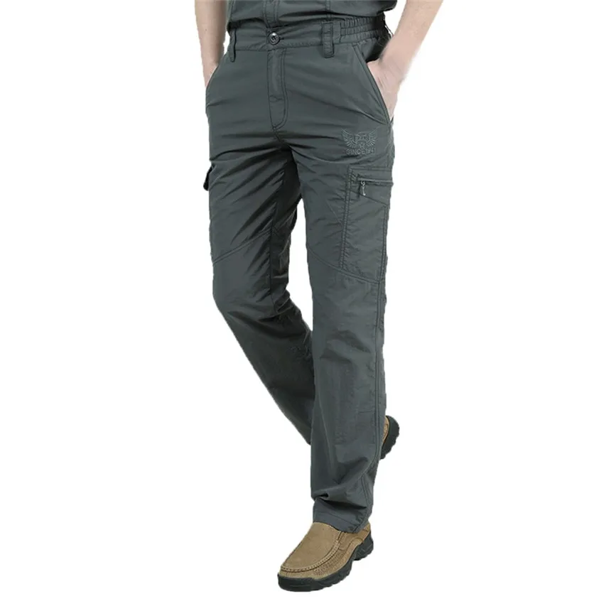 Gray KLV брюки мужские летние новые стильные брюки для улицы быстросохнущие дышащие спортивные брюки военные спортивные брюки удобные - Цвет: Gray