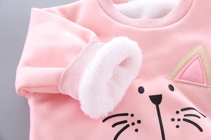 DIIMUU Baby Winter Clothes 12 3 4Y Kids Outfits Sports Suits Boys Girls Warm Thicken Plus Velvet Sweatshirt Pants Clothing Sets