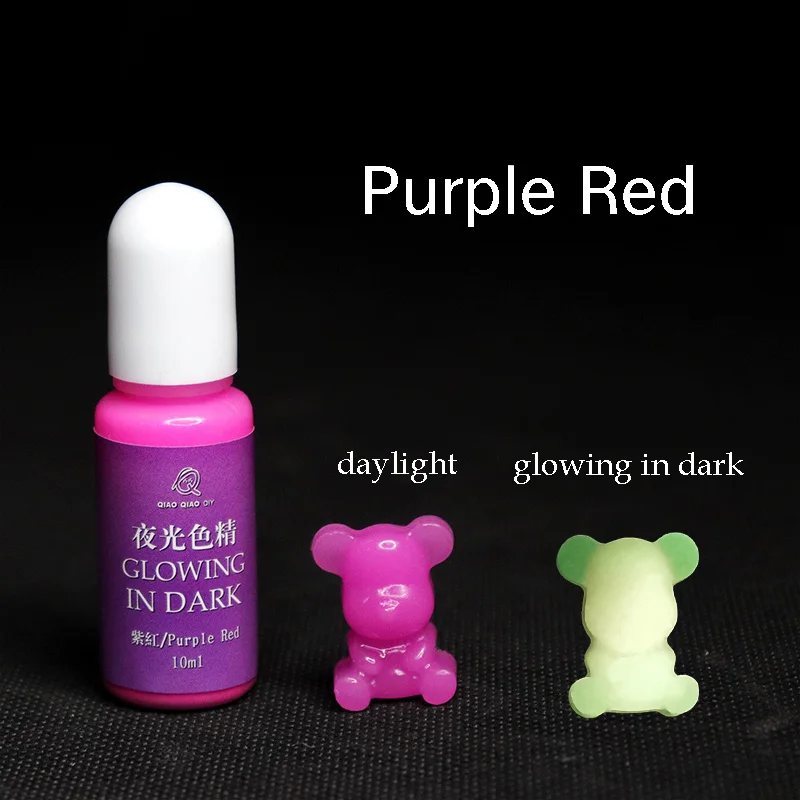 Purple Red QIAOQIAO DIY 10 г/бутылка УФ смола светящийся в темноте пигмент DIY ручной работы искусство ремесла окрашивающий краситель - Цвет: Purple Red