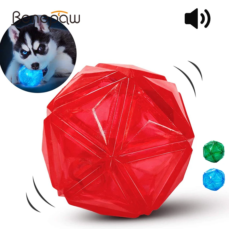 

Прочная светодиодный вспышка-собачка Benepaw, пищалка, мягкие игрушки для домашних животных, интерактивная игра, пищалка для щенков, уход за зубами
