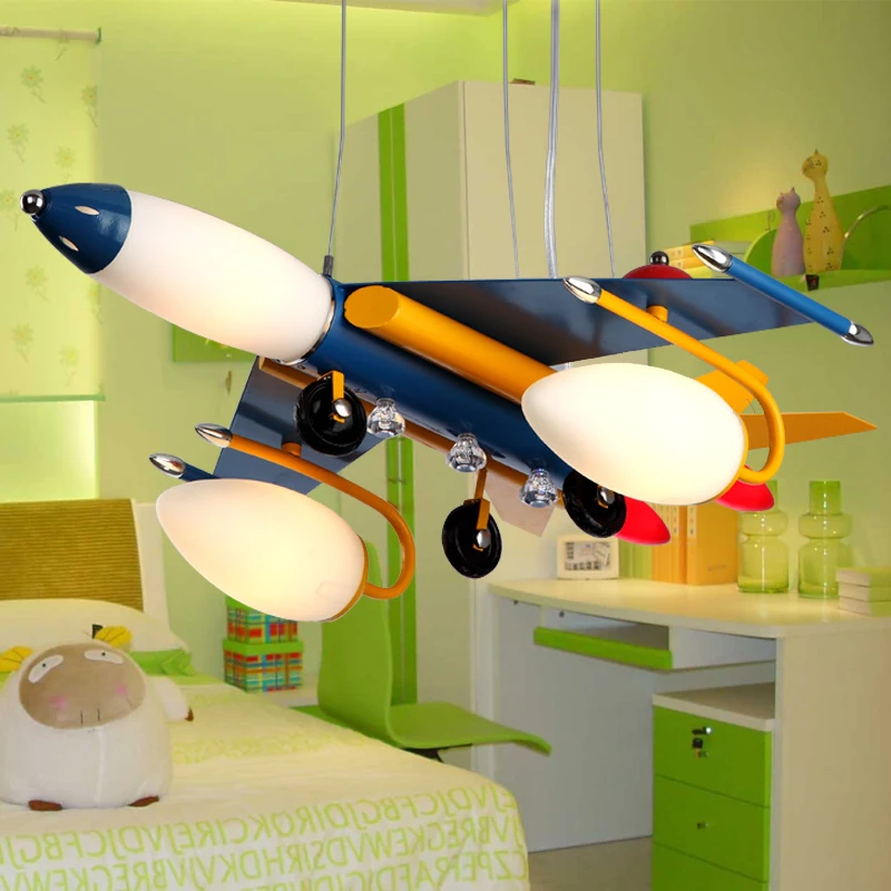 

Modern Led Cartoon Aircraft Pendant Light Luminaire Lamparas Childroom Lamp Bedroom Lights hanglamp