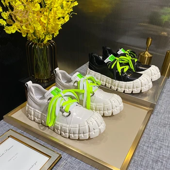 

RY-RELAA women shoes Genuine Leather white shoes fashion luxury shoes women designers ins platform sneakers Europe station tide