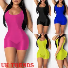 UK Для женщин комбинезон без рукавов комбинезон Slim Fit спортивные шорты для йоги