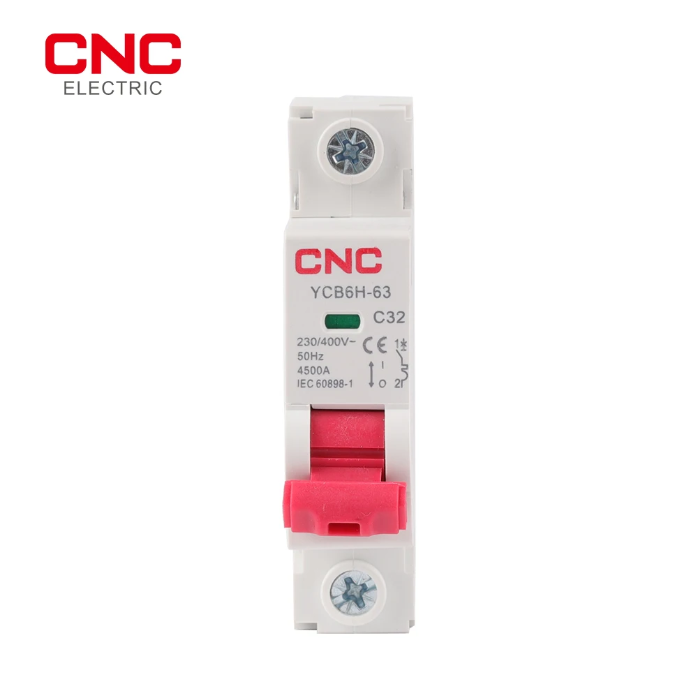 

CNC YCB6H-63 Miniature Circuit Breaker 18mm 1-4 Poles 1P 6A/10A/16A/20A/25A/32A Din Rail Mount Breaking Capacity MCB