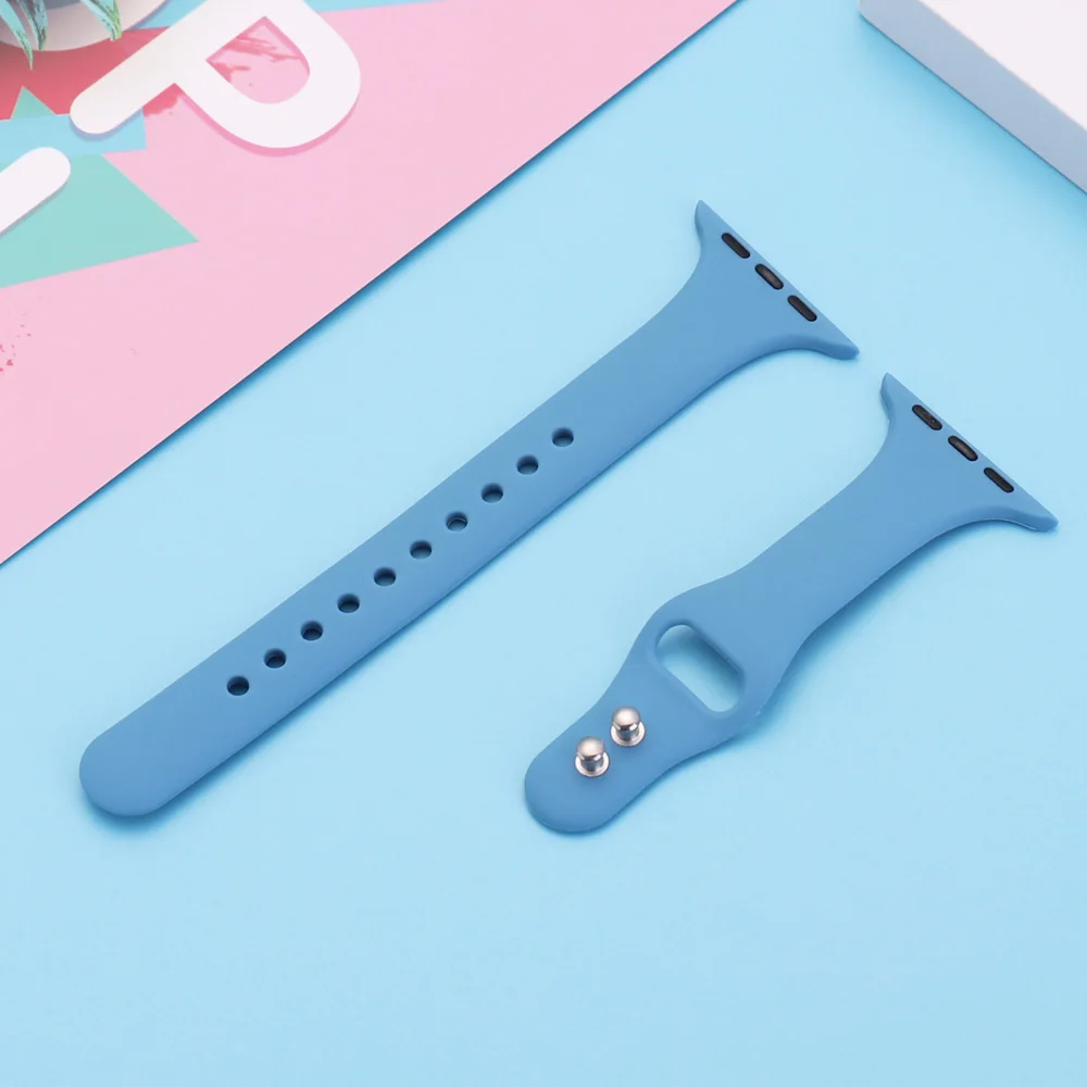 Силиконовый ремешок для спортивных часов для apple watch 4 3 2 1 серия 38 мм 40 ремешок для часов, мм нанесите на 42 мм 44 мм Силиконовые pulseira настольные аксессуары - Цвет ремешка: Denim Blue