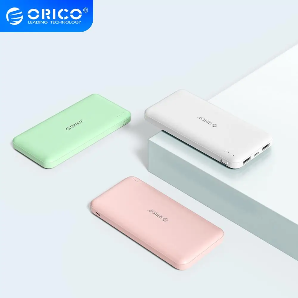 Тонкий внешний аккумулятор ORICO 10000 мАч для iphone Xiaomi Mini портативный USB Type C зарядка