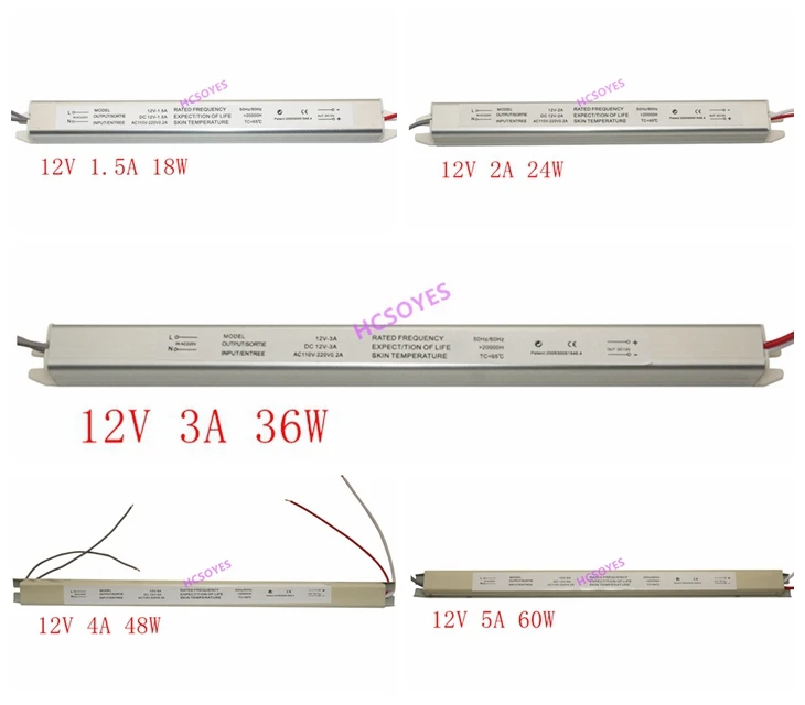 DC12V 2A 3A 4A 5A 18 Вт 24 36 48 60 ультра тонкий импульсный Светодиодный источник питания