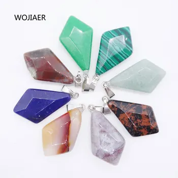 

WOJIAER Mixed Color Natural Onyx Stone Pendant Faceted Drop Arrow Shape CHOCK Necklace Jewelry Accessories in Stock ZBM088