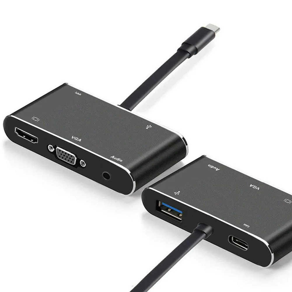 Для ноутбука конвертер домашний Тип C к HDMI VGA адаптер usb зарядный порт мобильный телефон двойной интерфейс легко установить выход стабильный