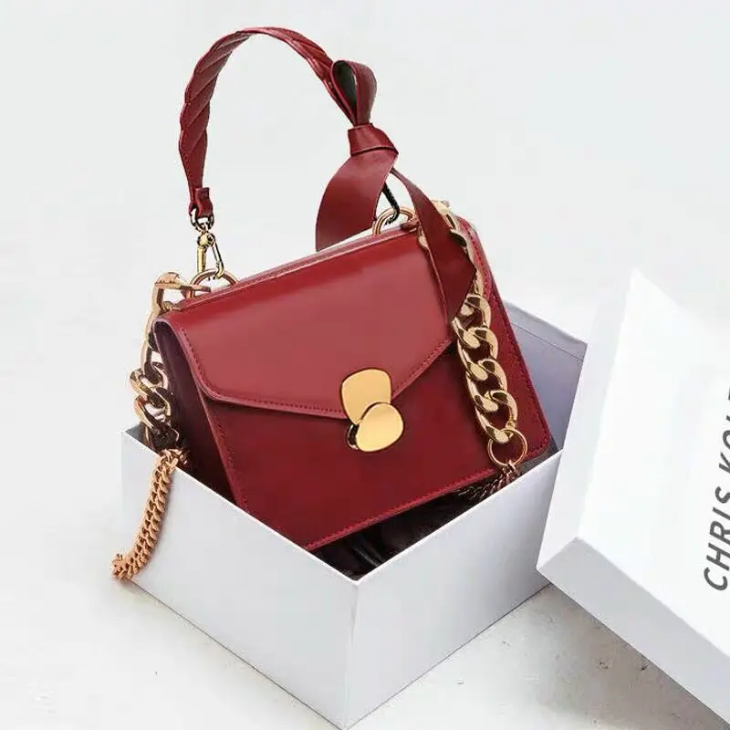 

Bag Women's 2019 New Style Spring And Summer Fashion Small Square Bag Pu Cool Chain Magnetic Snap Bag Shoulder Bag Fashion