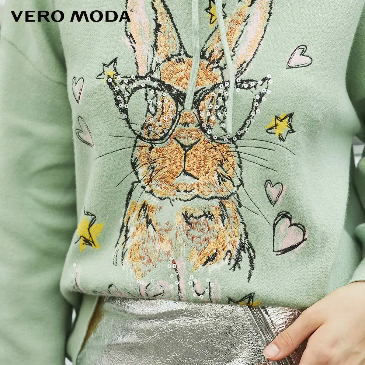 Vero Moda зимний свитер с капюшоном и животным узором на шнуровке | 319413548