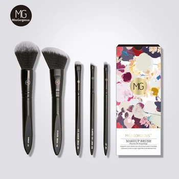 

Miss Gorgeous 5pcs Makeup Brushes Set Cosmetic Powder Eye Shadow Eyebrow Blusher Sculpting Brushes Beauty Make Up Tools Black