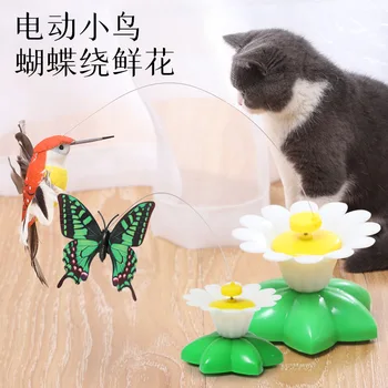 

2020 New Style Fun Smart Automatic Rotating Play with Cat Maker Flying Bird Butterfly around Flower Cat Toy
