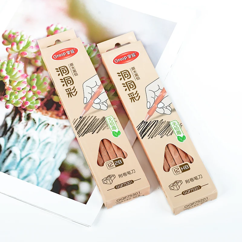 

12 Pcs/box HB 2B Pencil Sketch Drawing Pencil Set Graphite Pencils Corrective Grip Triangle Pole Pencils For School Supplies