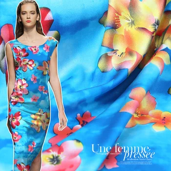 

Real Silk 118cm Width 19momme 93%silk 7%spandex Brand Elastic Charmeuse Fabric for Women Dress Diy Sewing Free Shipping Sale