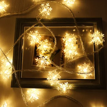 

Christmas Snowflake Warm 1/3/6m Battery Powered Garland Christmas Decorations for Home New Year Christmas Tree Decorations Kerst