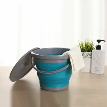 

2020 Newest 5l Foldable Fishing Bucket Folding Large Capacity Bucket Camping Fishing Travel Cleaning Collapsible Carry 2 Colors