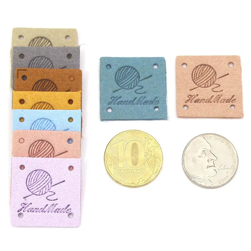 Sewing Accessories 20Pcs Square Labels Hand Made Tags For Clothing PU Leather DIY Knitting Hats Handmade Gift Decor | Дом и сад