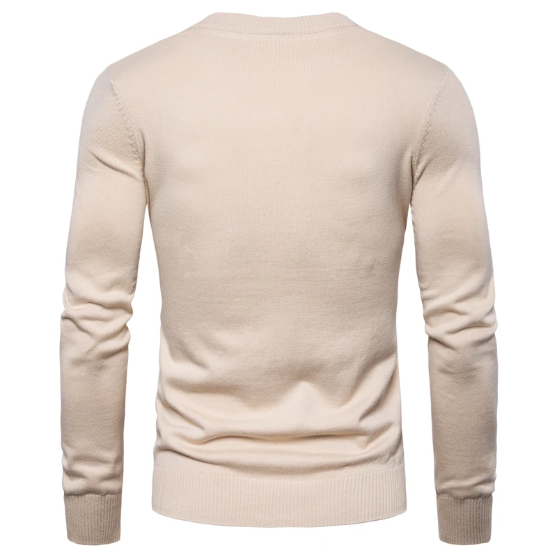 Осень-зима, фирменные качественные мужские свитера из хлопка, пуловеры с v-образным вырезом, мужские однотонные свитера с вышивкой