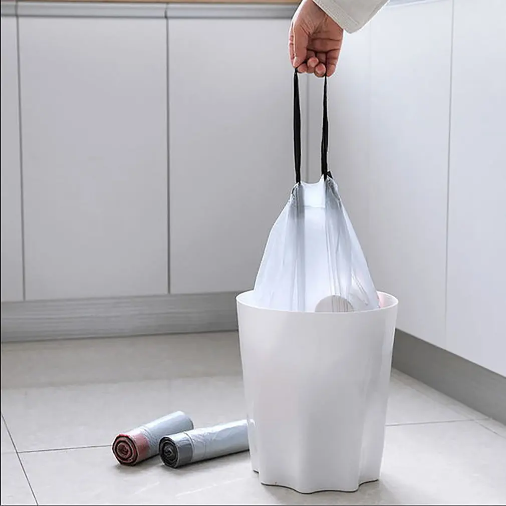 Drawstring Луч мешок для мусора кухня утолщение рулон, мешок для мусора портативный одноразовый бытовой пластиковый мешок