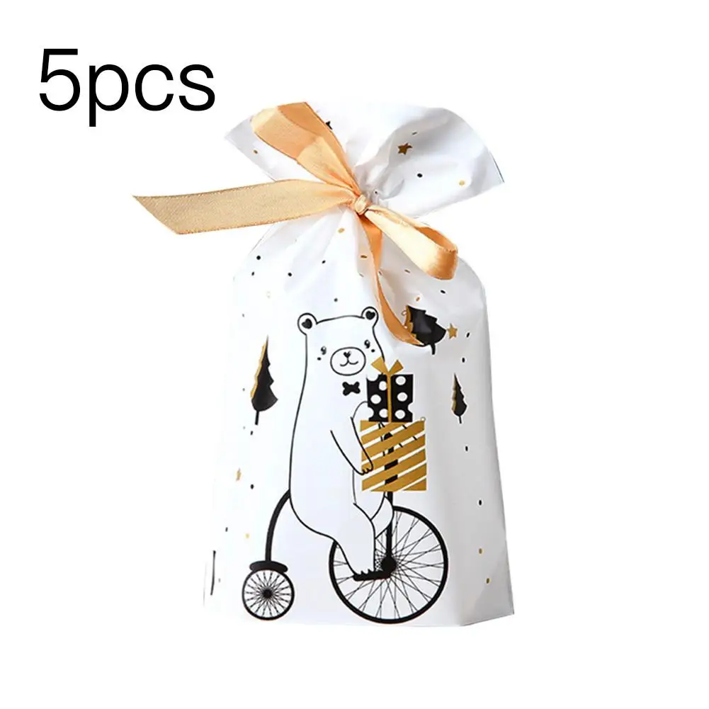 Рождественский мешок подарка Рождественский подарок сумка Destiny Санта Сумка мешок для конфет Рождество украшения подарок на год - Color: 04  5PCS