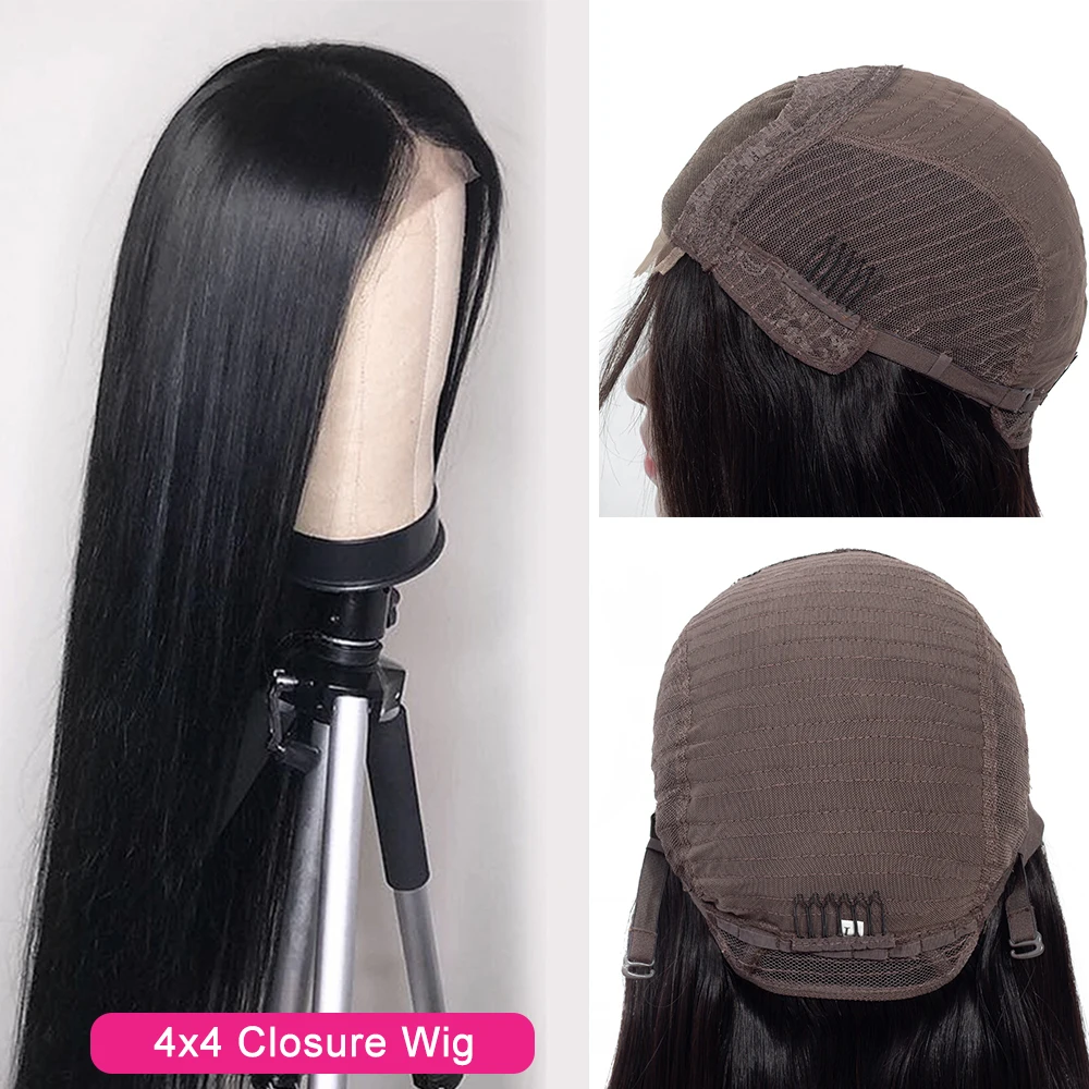 

4x4 Closure Wig Lace Closure Wig Straight Lace Front Wig 150% Density Remy Peruvian Brazilian Human Hair Wig Closure Wig