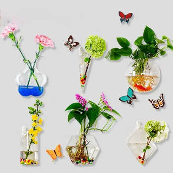 

Eroupen Glass Hydroponic Wall Flower Vase Green Plants Nordic Flower Vase Hanging Wall Decoration Home Decoration Vase