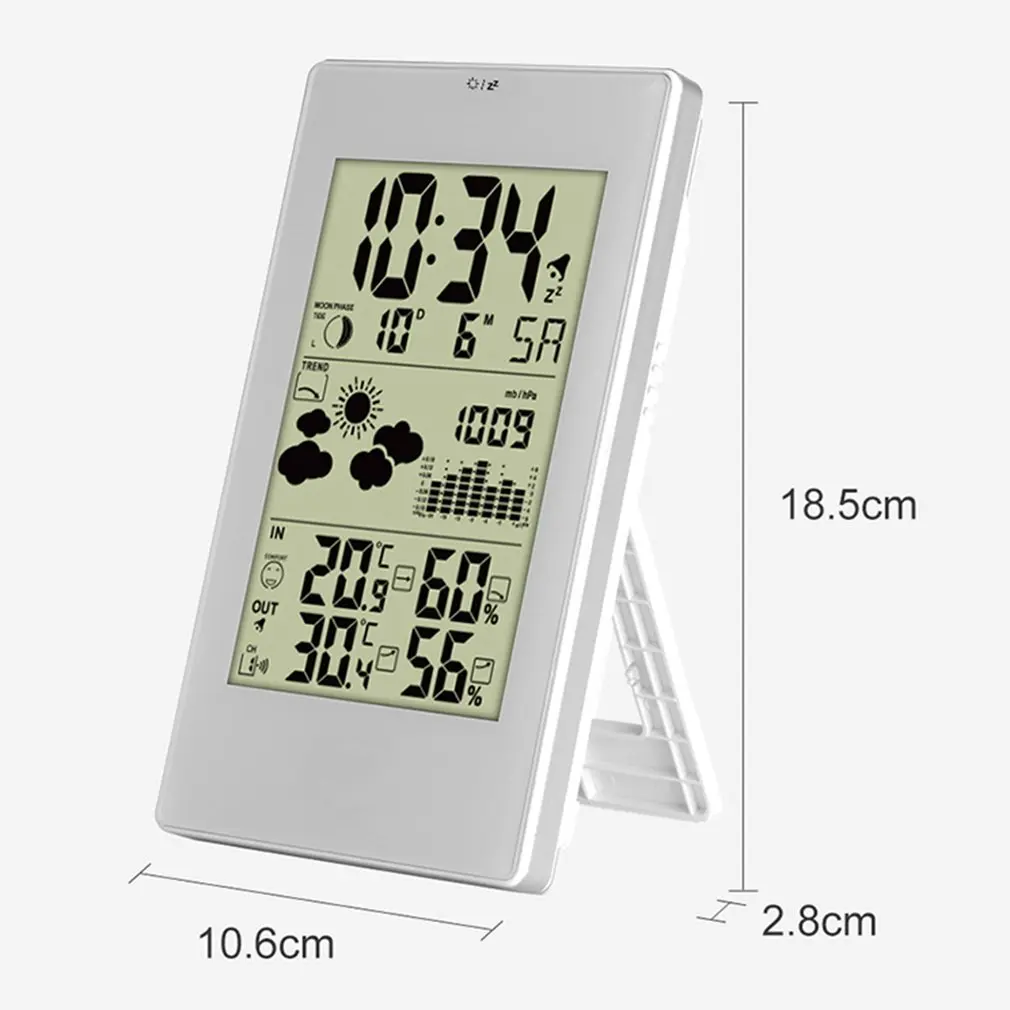 FJ3352 Weather Station With Barometer Forecast Temperature Humidity Wireless Outdoor Sensor Alarm and Snooze Digital Clock