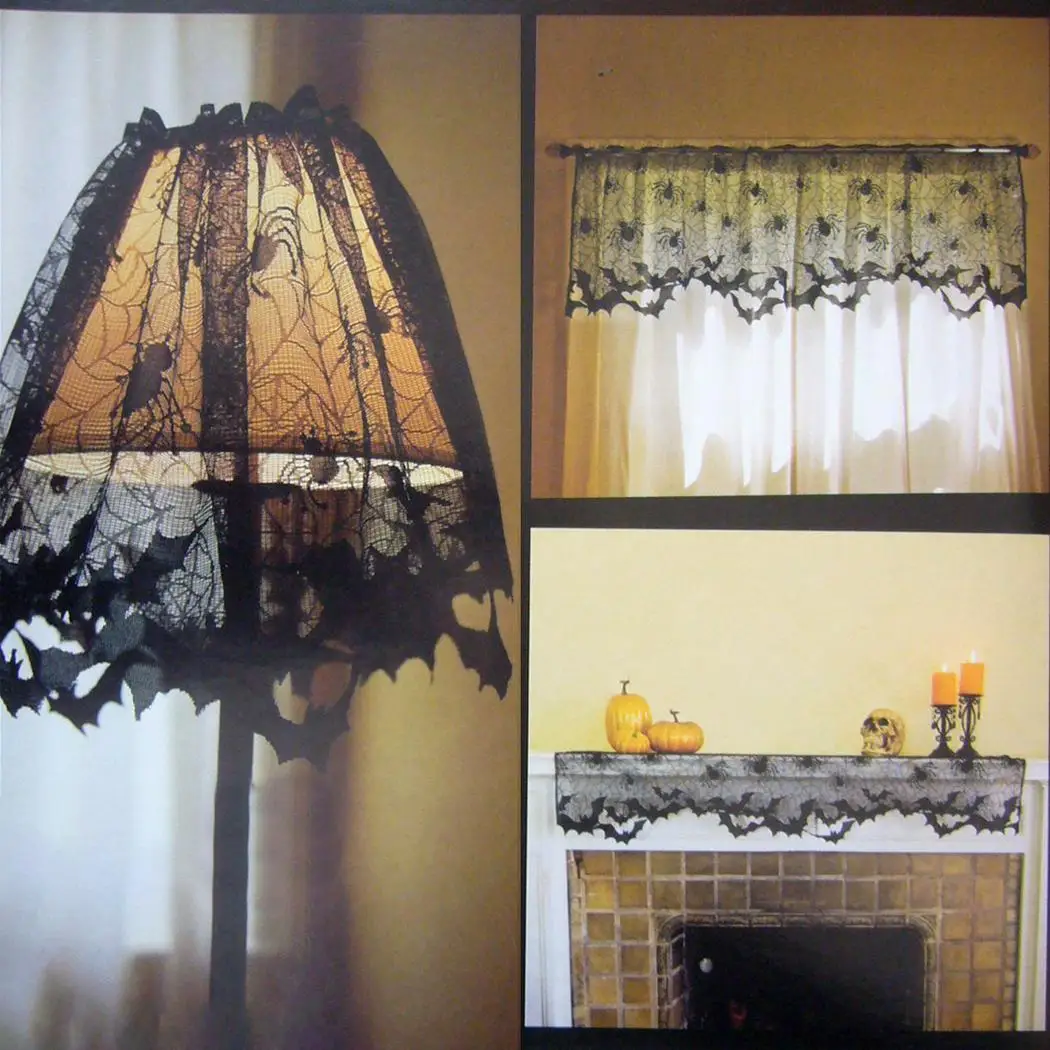

Halloween Lace Coffee Curtain Fireplace Cloth Lamp Cover Multi-function