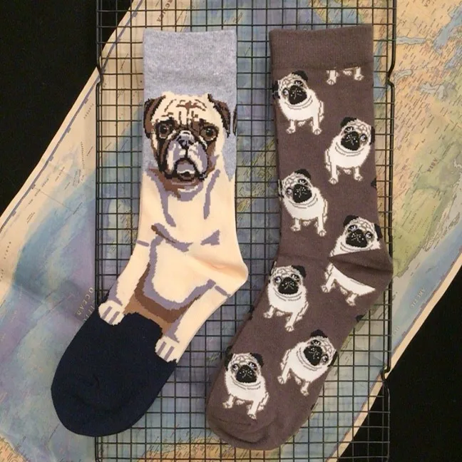 

Adult Crew Cotton Socks Flat Face Small Pug Pugs Pup Puppy Good Dog Doggy Dogs OFFICIAL Original Design 2021 Street Fashion Sox