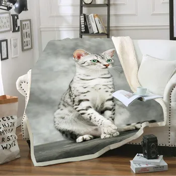 

Custom Cat Fox Sherpa Fleece Blanket Animals Warm Bedding Kids Girls Nap Blanket on Sofa Bed Couch Cover Bedspread 150x200cm