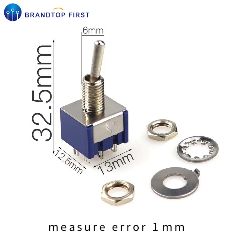 MTS-202 переключатель DPDT 6A 125 В переменного тока 6-Pin ON-ON Мини тумблеры MTS-203 ВКЛ-ВЫКЛ-на