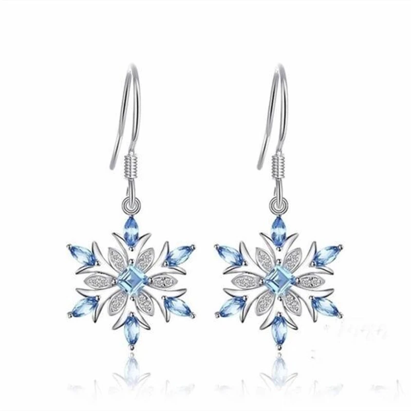 

S925 Sterling Silver Sapphire Earring for Women Fine Bizuteria Kolczyki Blue Topaz Orecchini Silver 925 Jewelry Drop Earrings