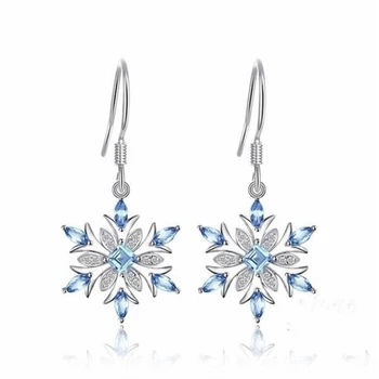 

S925 Sterling Silver Sapphire Earring for Women Fine Bizuteria Kolczyki Blue Topaz Orecchini Silver 925 Jewelry Drop Earrings