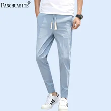 2019 Men’s Casual Pants Linen cotton Slim version Ankle-Length Pants Men Solid color Comfortable Fashion Casual Trousers Male