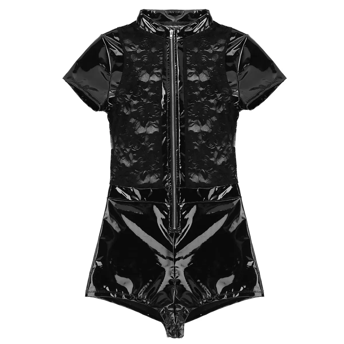 Iiniim Женская Дамская одежда Wetlook нижнее белье для вечеринок Клубная одежда Цветочное кружевное прозрачное трико пижама в виде боди