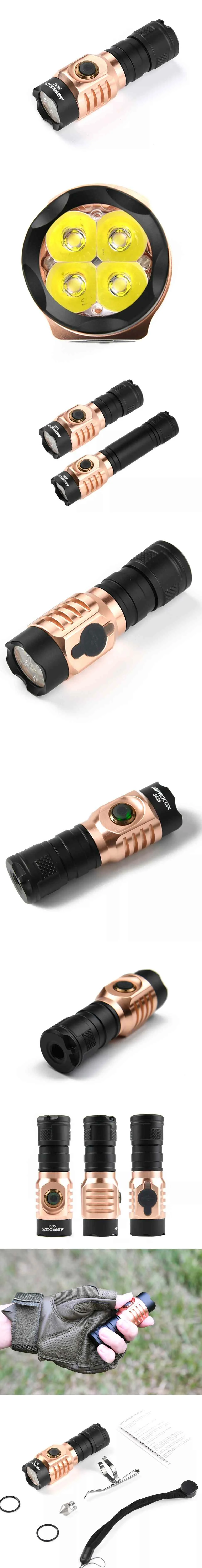 Astrolux S43S 4x XP-G3 / Nichia 219C 2100 Lumens Mini Portable EDC 18350 18650 LED Flashlight Tactical Hammer Torch Waterproof