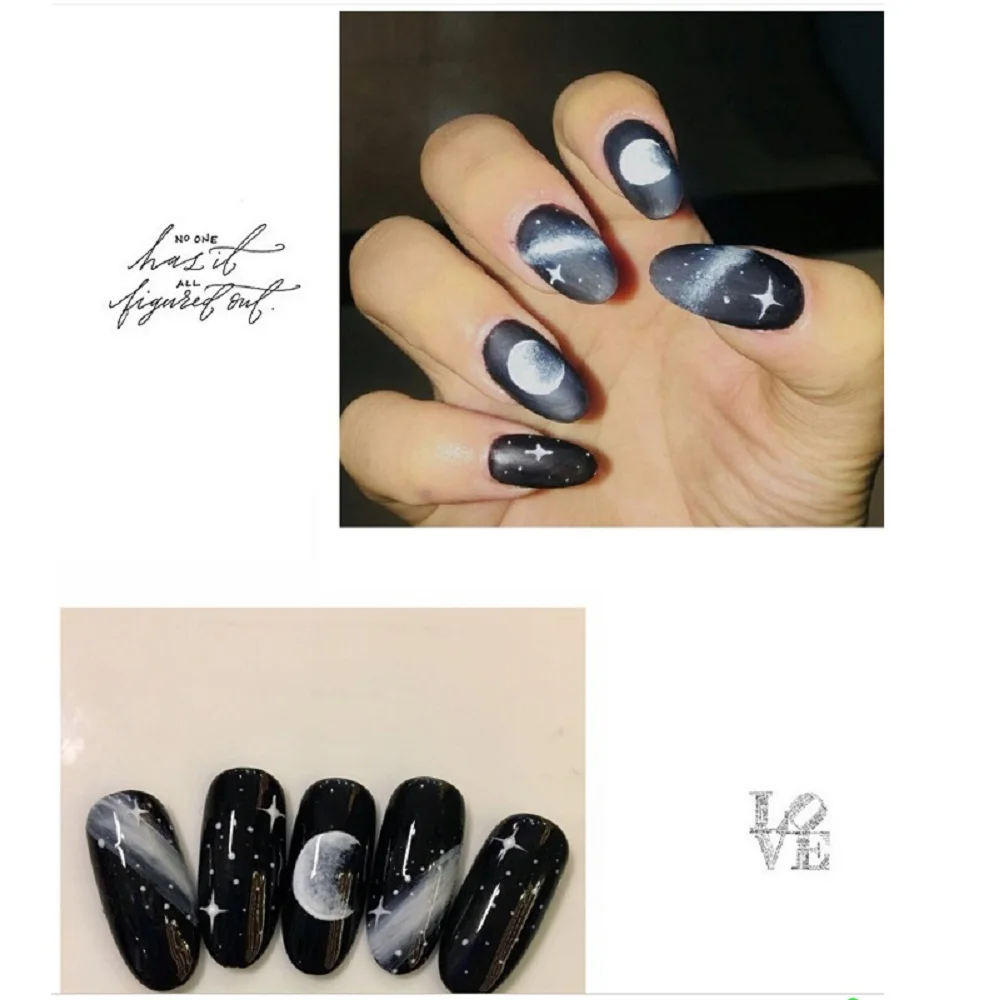 New Design 1 Sheet 3D Embossed Nail Sticker Moon Star Flower Adhesive DIY Manicure Slider Nail 3