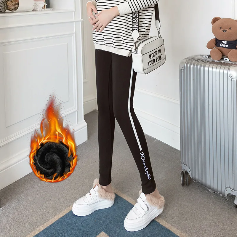 

Photo Shoot Maternity Pants Cotton plus Velvet Embroidery Brace High-waisted Abdominal Support Leggings