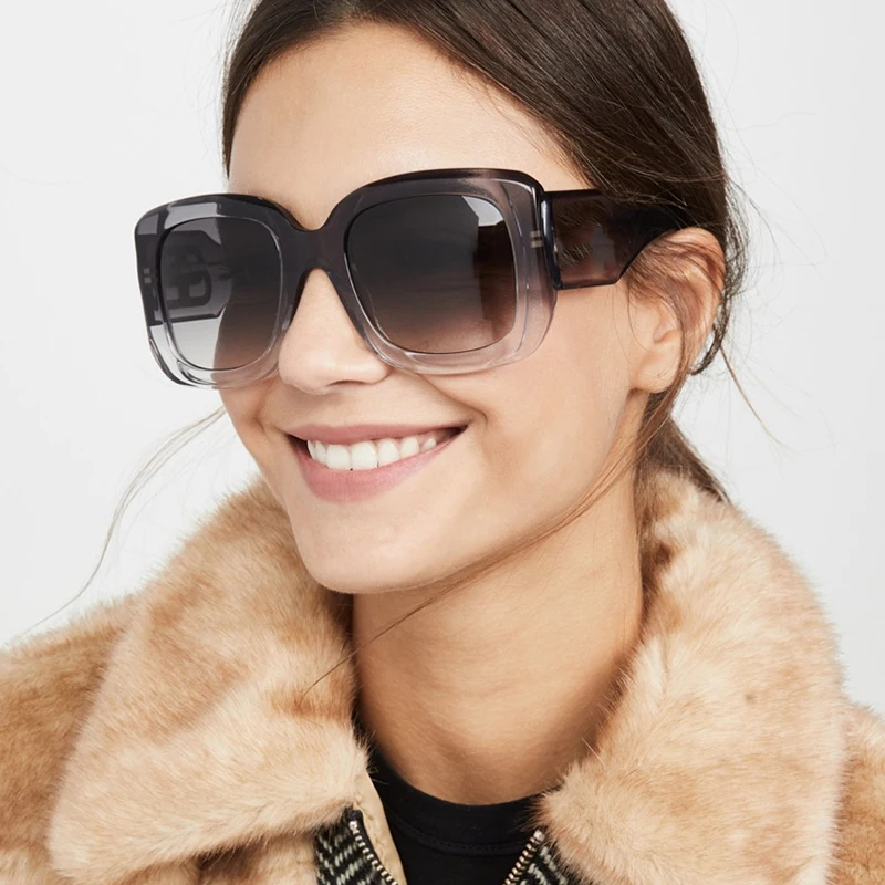

PAWXFB 2020 New Square Women Men Sunglasses Fashion Big Frame Gradient Sun Glasses Eyewear 400UV