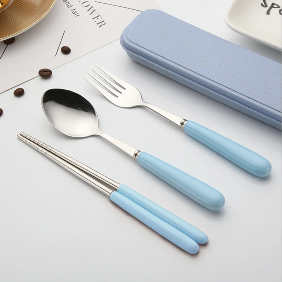 YINGTOUMAN-2set-lot-Children-Outdoor-Camping-Stainless-Steel-Three-piece-Chopsticks-Fork-Spoon-Set-Outdoor-Tableware (3)